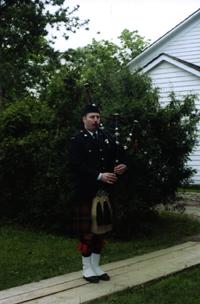 Very loud bagpipe music enabled our guests to find us